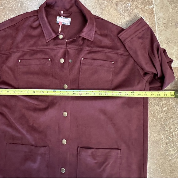 Oversized a Anthropology Pilot sz SM duster in rose faux suede soft cozy snaps - Picture 6 of 7